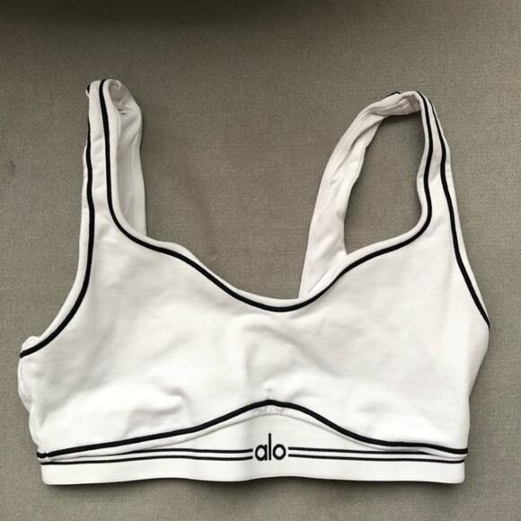 Alo Yoga Airbrush Heart Throb Bra White/Black S - Picture 5 of 7